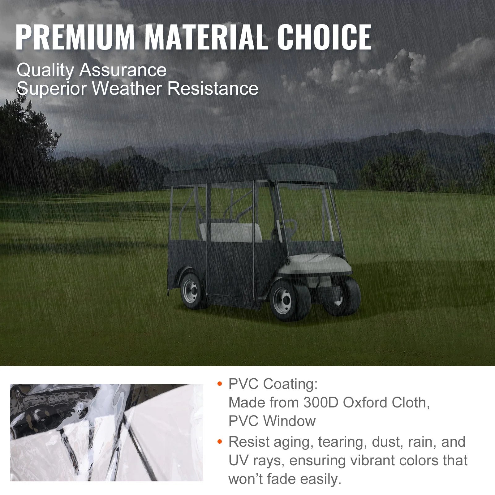 VEVOR Golf Cart Enclosure, 4-Person Golf Cart Cover, 4-Sided Fairway Deluxe, 300D Waterproof Driving Enclosure with Transparent Windows, Fit for EZGO, Club Car, Yamaha Cart (Roof up to 78.7''L)